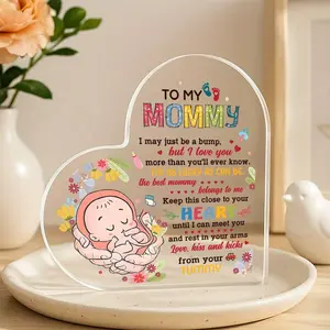 Perfect Gift for New Moms, Colorful Acrylic Memorial Plaque with Kids' Illustrations, Ideal for Baptisms & First Mother's Day Celebrations, Acrylic Desktop Decoration