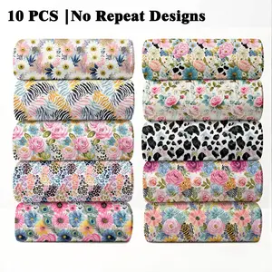 10PCS Animal & Floral Print Fabric, 23x55cm (9x22in) Classic Leopard & Rose Pattern Quilting Fabric for Mix-Match Home Decor, DIY Quilting & Sewing Crafts