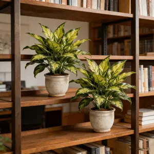 2 Piece Artificial Plant Set, Changing Wood Simulation Greenery, Outdoor Tropical Rainforest Decor, Low Maintenance, UV Resistant