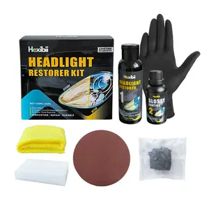 Hexibii Quick & Easy Headlight Restorer & Sealant Kit - Polish to Clean & Renew Yellowed Headlights, Removes Clouding & Stains, No Power Tools Needed, Fast Car Lens Renewal for All Vehicles