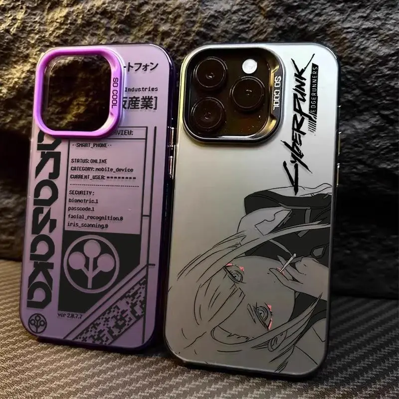 Personalized Cyberpunk Edgerunners Animal-Themed Colorful Protective iPhone Case - Flexible, Heavy-Duty Protection, Full Protection, Anti-Fall Matte Cover for iPhone 11,12,13,14,15,16,17 & Pro/Max/Plus Mobile Phone Accessories