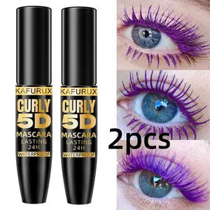 5D Colored Silk Fiber Eyelash Mascara, Volumizing & Lengthening, Long-Lasting Waterproof Formula, No Clumping, Luxurious Look, Recyclable Packaging Purple Dark Shade