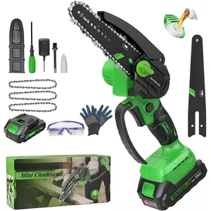 Mini  Cordless, 6-Inch Small Electric  with 21V  & 3 Chains, Hand Held Chain    for   & Tree Trimming, Ideal Gardening  for Men Dad.