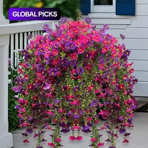 8 Piece Artificial Hanging Floral Plants for Outdoor Decoration, UV Resistant Eucalyptus Vine, Wisteria, Wall Home Porch Garden Decor