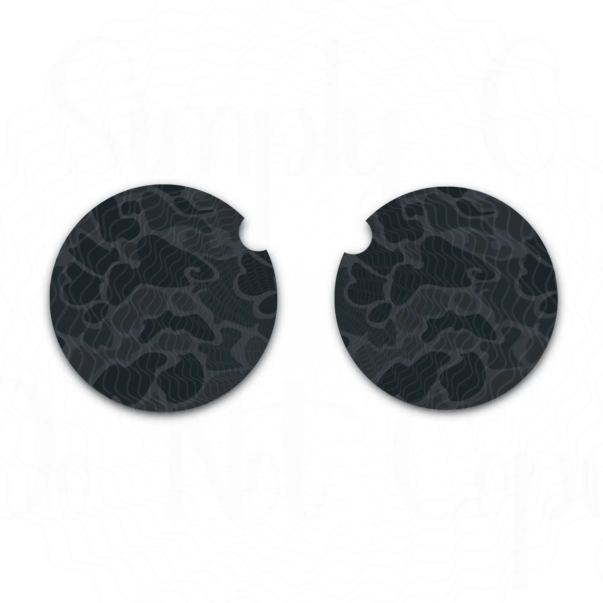 Blackout Old School Camo Car Coasters, Neoprene Car Coasters, Car Cup Holder, Set of Two, Auto Accessories