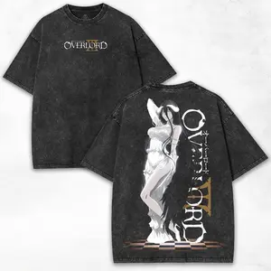 Albedo Overlord x Demon Queen Elegance + Heavy Cotton Oversized Tee + Washed Retro Streetwear Trending Collector Shirt Basic Dress