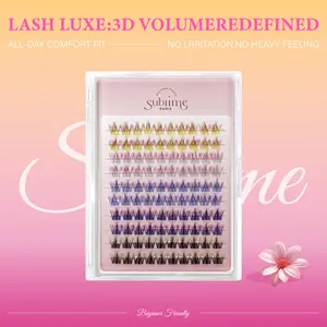Sublime Paris Colorful Individual Lash Extension Kit with 100clusters Mixed Color DIY Clusters Natural Look Eyelash Wispy Cat Eye Multi styles Cosmetic Makeup
