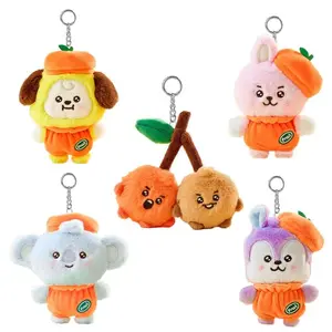Cute  Bt21 Kawaii Anime Orange Series 10Cm Rj Cooky Plush Keychain Cartoon Shooky Koya Bag Pendant Decoration Girl Gift