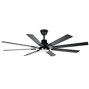 72 Inch Modern Black Ceiling Fan with Light, 8 Plywood Blades, 6-Speed Quiet Reversible DC Motor, 3CCT Dimmable LED, Remote & App Control, Indoor Outdoor Ceiling Fan for Living Room Bedroom Patio