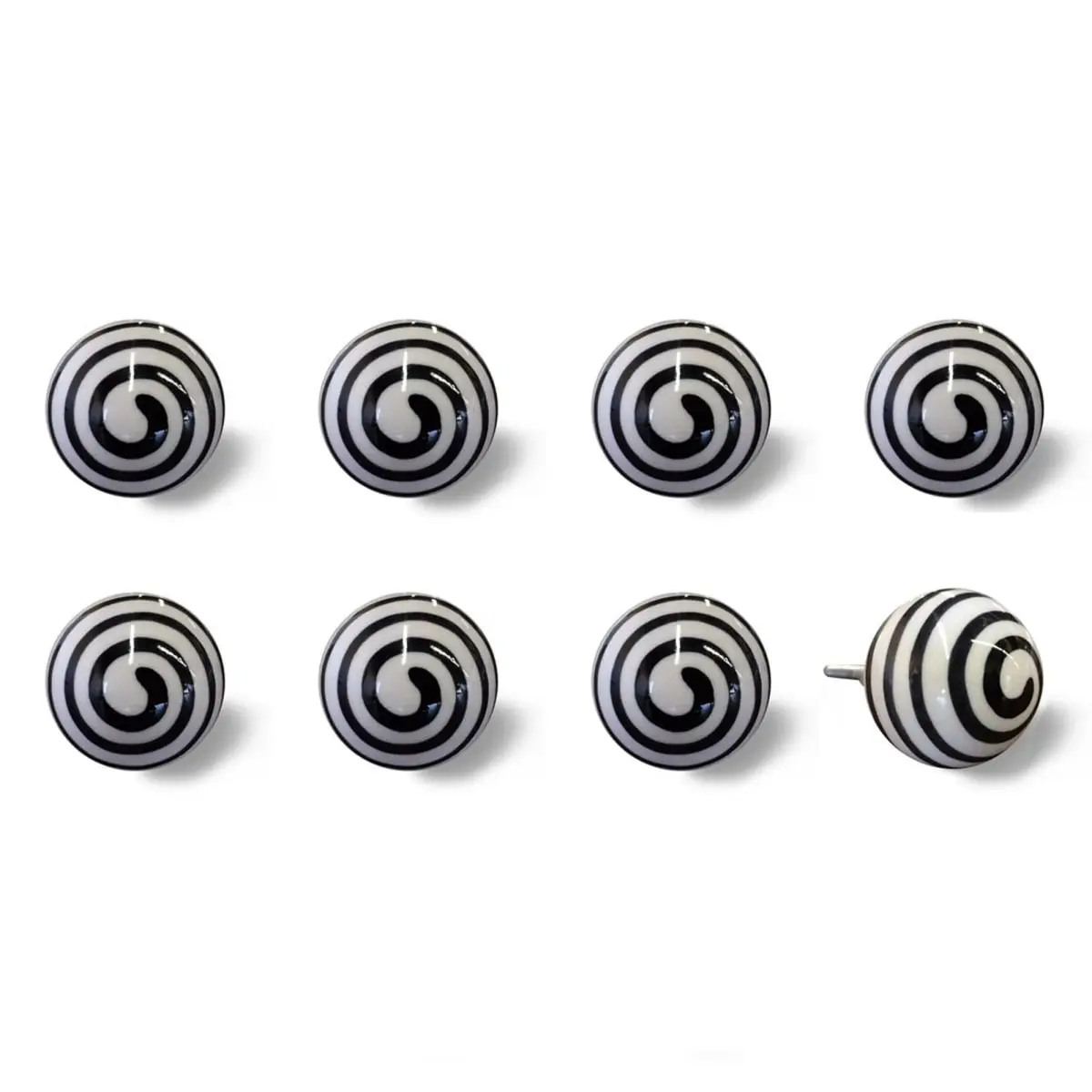 212 MAIN Hand-Painted Ceramic-Metal Drawer Pulls & Doorknobs (1.5 x 1.5 in), Set of 8 with Bolt Screws, Easy Installation, Indoor Flower Decorative, Furniture Upgrade (Large Appliance Parts & Accessories) for Design Lovers