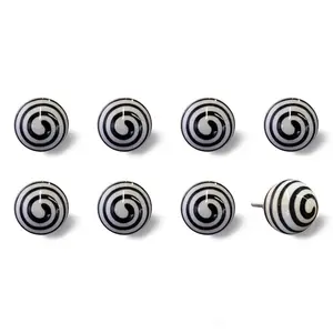 212 MAIN Artisan Craft Hand-Painted Round Traditional 1.5 in Ceramic-Metal Drawer Pull Knobs - Set of 8, for Home Room Decorative Applications (Large Appliance Parts & Accessories)