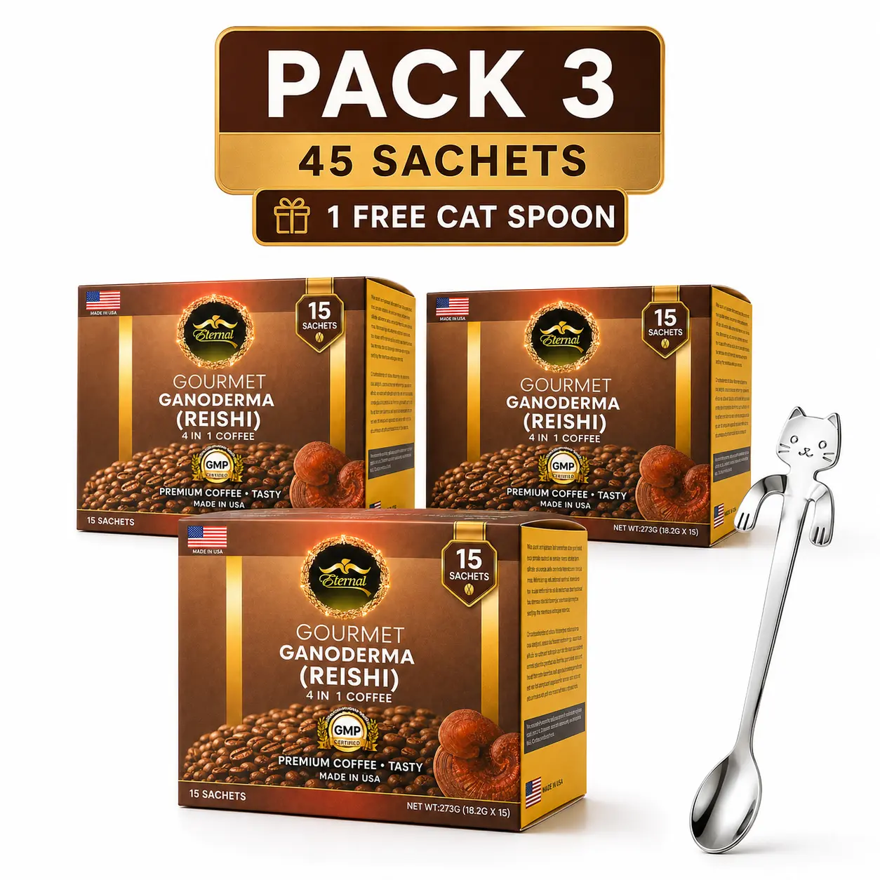 Eternal Spirit Beauty Gourmet Ganoderma Reishi 4-in-1 Coffee 3-PACK