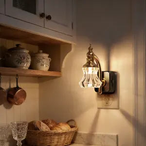 DORESSHOP Vintage Flower Night Lights, Night Lights Plug into Wall, 3000K Soft Light with Dusk to Dawn Sensor, Adjustable Brightness, for Kitchen Hallway Bedroom