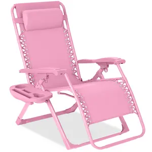 Best Choice Products Monochromatic Zero Gravity Chair, Folding Patio Recliner w/Side Tray, Headrest