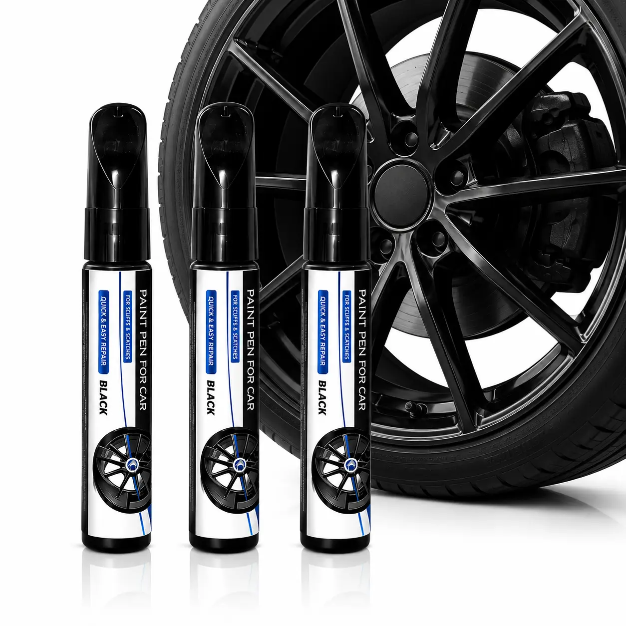 Black Wheel Scratch Repair Pen – Fix Scuffs, Scratches & Paint Chips on Car Rims