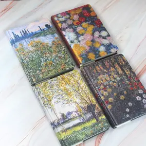 A5 Gold Foil Cover Notebook, Monet Oil Painting Illustration Journal, 256 Pages Writing Diary, Rich Color Pages Life Log Book