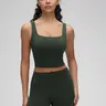 CRZ YOGA Butterluxe Womens Square Neck Longline Sports Bra - Workout Crop Tank Tops Padded with Built in Shelf Yoga Bra