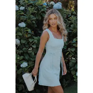 Davida Mini Dress - Pale Blue Broderie