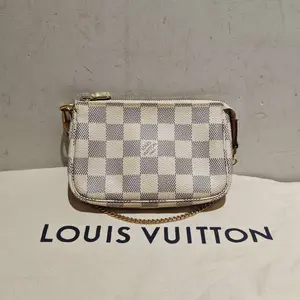 Pre-owned Louis Vuitton leather Small Leather Goods Damier Azur Mini Pochette Accessoires