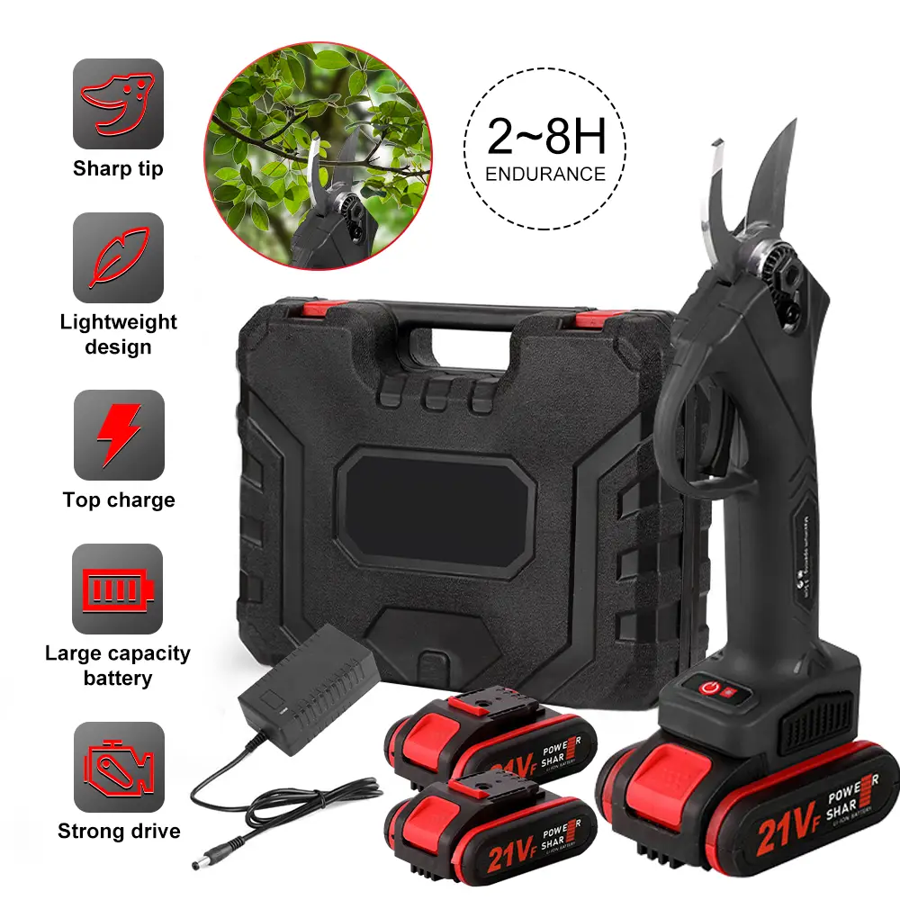 Electric Pruning Shears, Professional Cordless Electric Pruning Shears Pruner with 2PCS Backup Rechargeable 2Ah Lithium Battery Powered Tree Branch Pr