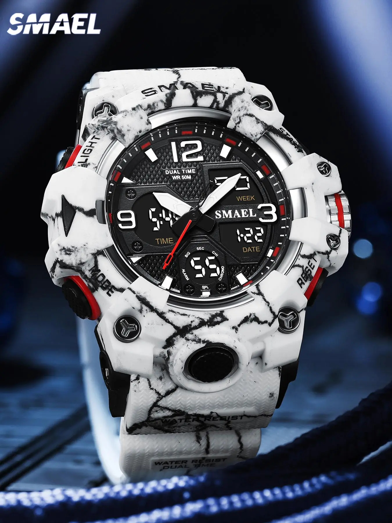 1 Piece Men's Digital Watch with Date Display, Fashion Sports Quartz Analog-Digital Waterproof Wristwatch With Box, Sporty Waterproof Watch, Multifunctional Watch, Water Resistant Wristwatch, Luminous Waterproof Watch