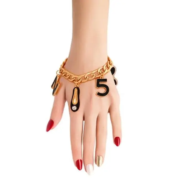 Gold Black Luxury Shoe Charm Bracelet Color, Gold