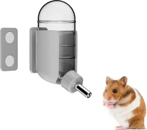 Hamster Water Bottle with Magnetic Holder, Freestanding Water Bottle for Glass Tanks, Suitable for Syrian Dwarf Hamsters Gerbils Mice Rats Degus (Grey, 4 oz (Magnetic-Mounted))