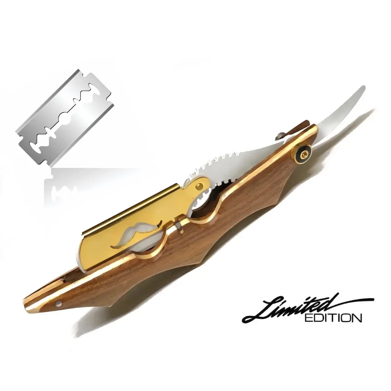 Men’s Professional Straight Edge Razor Folding Razor - Shaving Eyebrows Mustache Beard Forehead and Body Hair - Stainless Steel Blade Holder - Blades Included