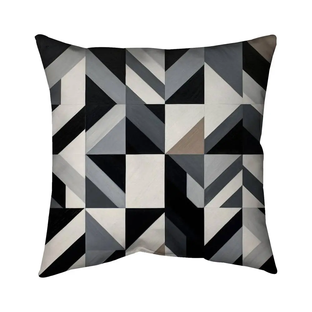 212 MAIN Modern Geometric Grid Print Square Cushion - 16x16 in. Standard Size Brown Pillow, Model 5543-1616-PA27, Bedroom Decorative Accessories