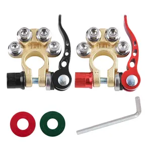 Auto Car Quick Release Battery Terminals - 12V 24V Aluminium Alloy Top Post Copper Clamp for Auto Wire Cable Connection