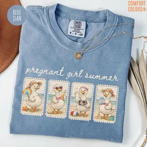 Comfort Colors® Summer Pregnancy Shirt Pregnant Girl Summer Goose Tee Cute Beach Mom Shirt Baby Shower Gift Maternity Summer Outfit Pregnancy Reveal
