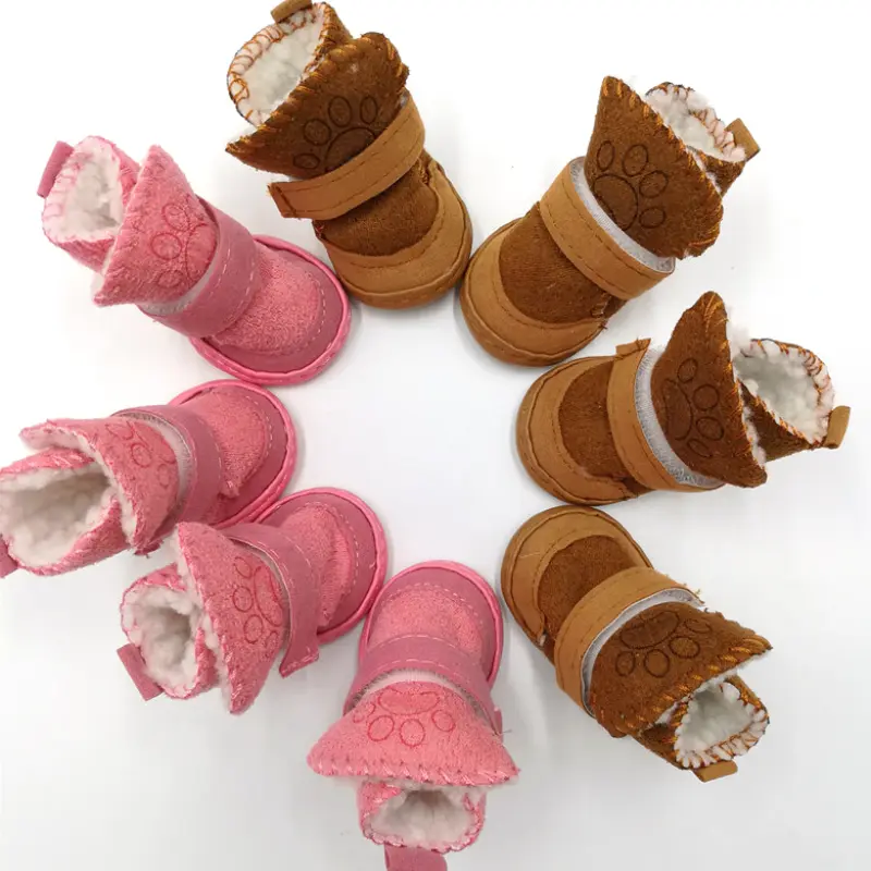 4Pcs/Set Winter Warm Pet Shoes Cute Dog Boots Snow Walking Puppy Sneakers Shoes Casual Fashion Non-slip Dog Shoes Pet Supplies