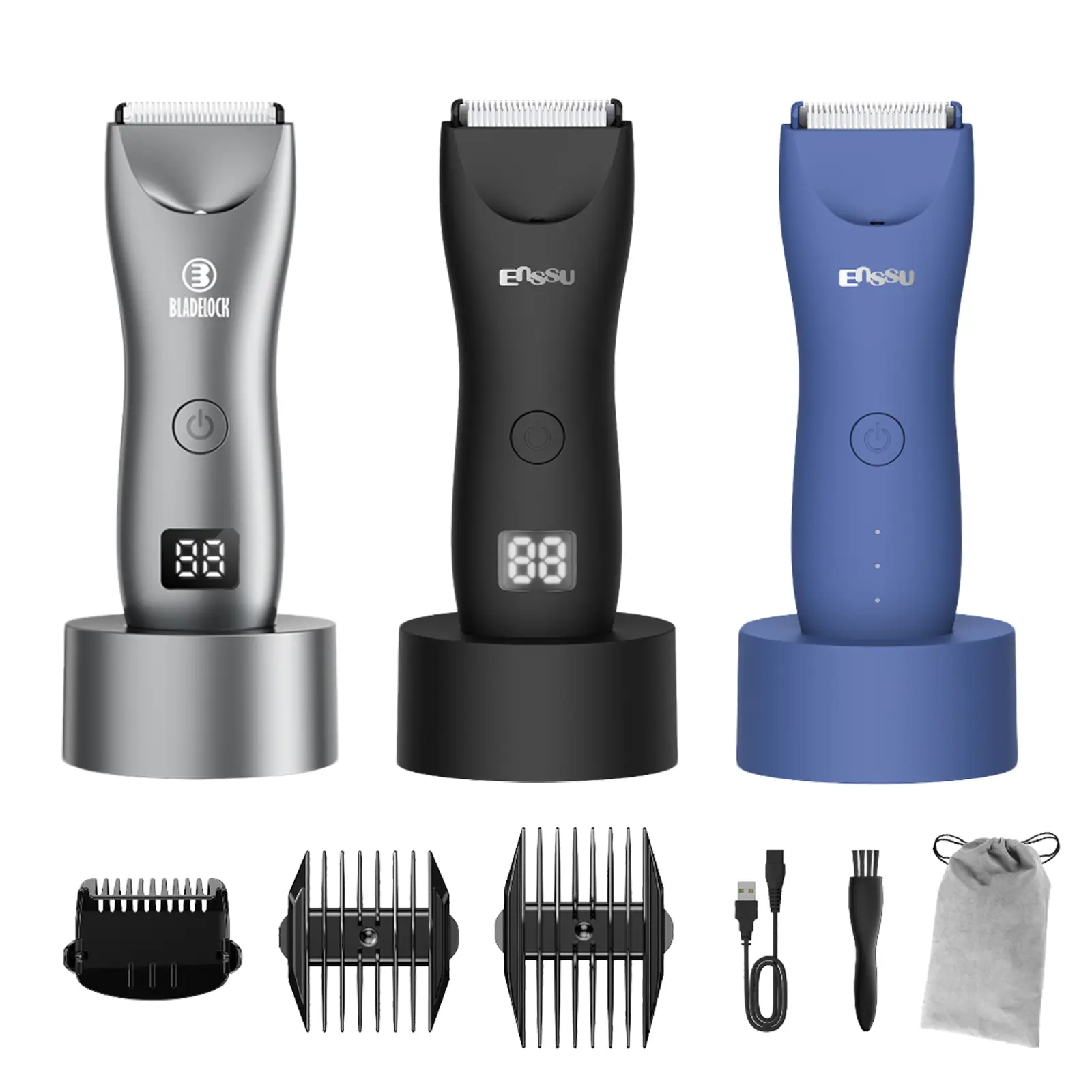Adult Body Hair Clippers electric shave waterproof USB Rechargeable for men black hair trimmer
