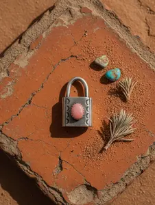 Sterling Silver Padlock Pendant with Pink Conch Stone