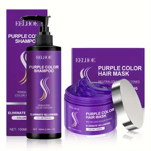 Complete hair care set: 100ml purple shampoo and 100g purple conditioner, designed to hydrate and soften, creating shiny and beautiful hair. A multifunctional hair care solution suitable for both men and women, an excellent gift for Mother's Day.