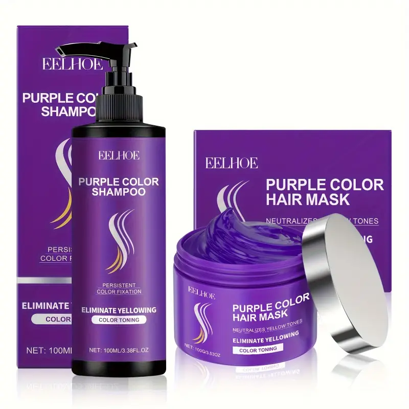 Hair care set: 100ml purple shampoo, 100g purple conditioner, Haircare Shampoo Conditioner, hydrate and soften, shiny hair, suitable for men and women, Mother's Day gift, Hair Care Products
