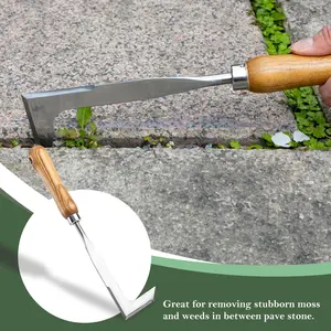 2026 Crack Weeder Tool , lawn mower tools Stainless Steel Manual Grass Puller with Beech Wood Handle for Sidewalk Driveways Patio Paver Narrow and Wall Gaps Garden summerwins