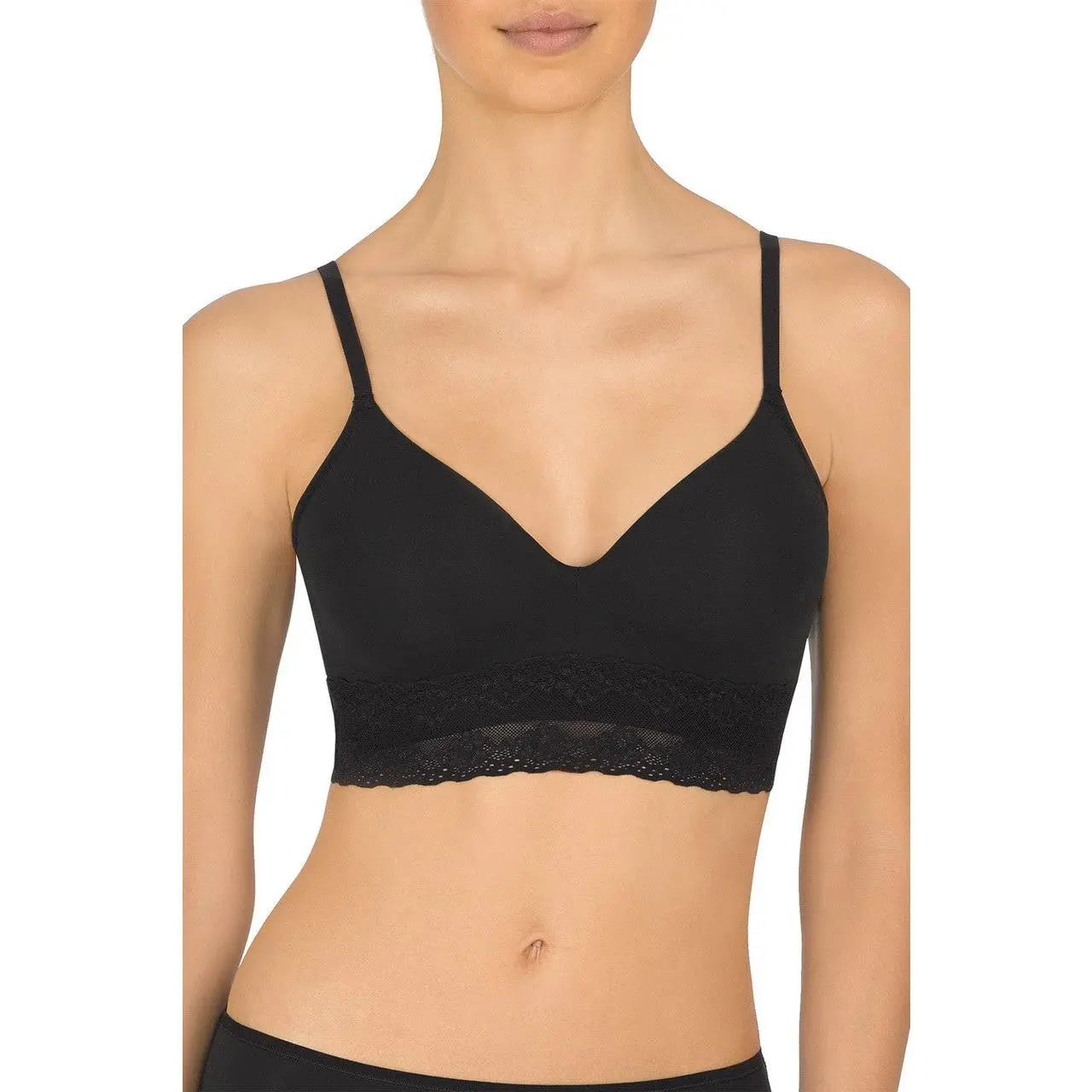 Women's Natori Bliss Perfection Wireless Contour Soft Cup Bra - Adjustable Elastic Straps, Smooth Spandex-Nylon-Polyester Fabric, Lace Accents, Foam Lined Sweetheart Cups, Built-Up Back, Soft Aesthetic, Cafe, Hand Wash, Sizes 30A,32A,34A,36A
