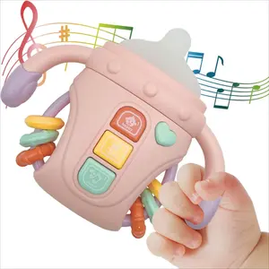 [Multifunctional Music Baby Bottle Rattle] Early Education Toy for Babies, Teething Rattle for Infants, Sound and Light Enlightenment Hand-Grasping Training Educational Toy, Tear-Resistant and Drop-Resistant Baby Gift