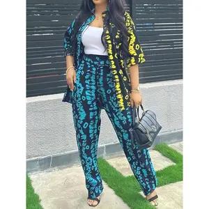 Two-Piece Set Women's Colorblock Leopard Print Button Front Blouse & Elastic Waist Pants Set, Casual Street Half Sleeve Collared Top & High Waist Trousers For Daily Wear, Ladies Clothes For All Seasons