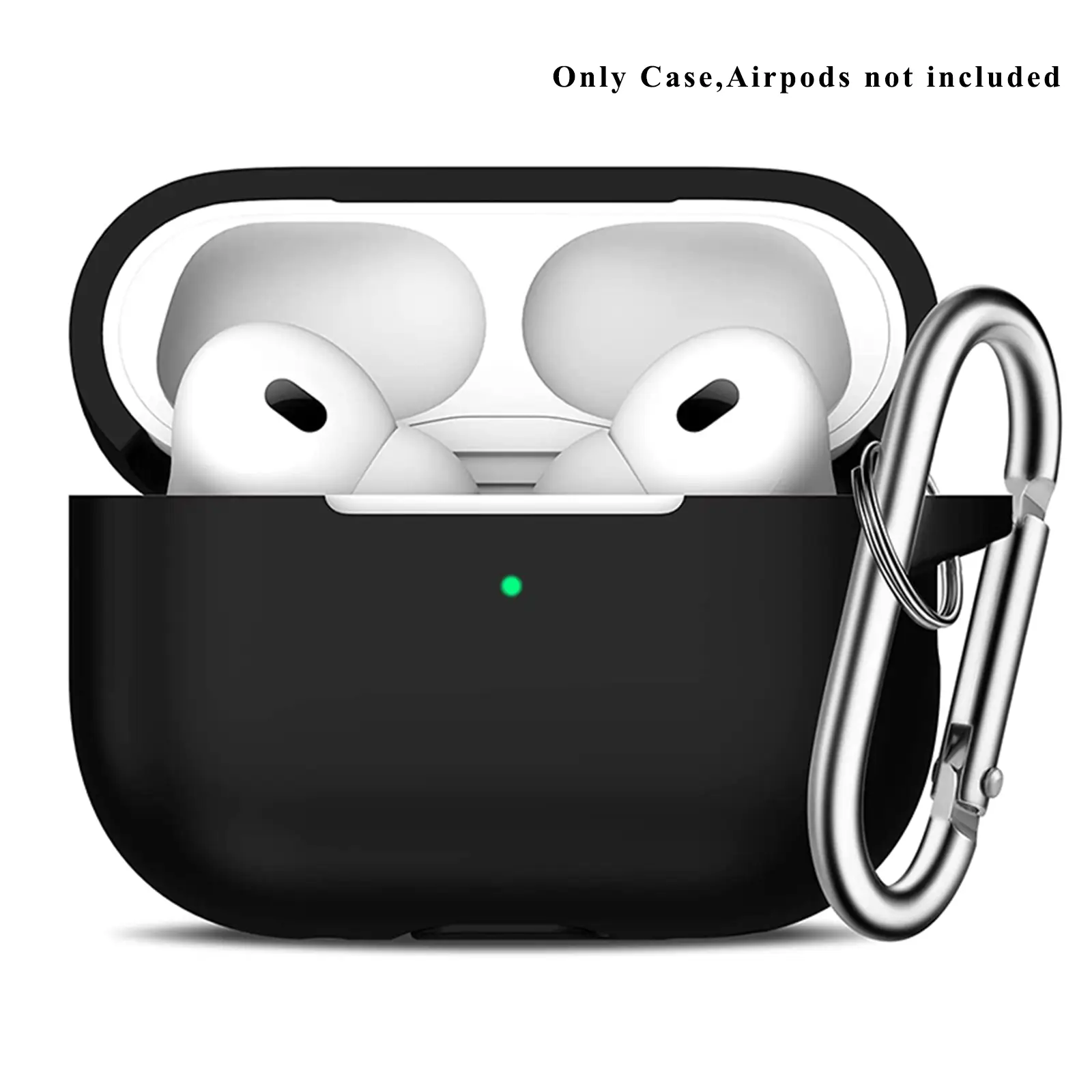 Silicone Earphone Case with Carabiner, Solid Color Anti-fall Earphones Protective Case for Airpods Pro 2, Soft Earphone Protector with Visible LED Cha