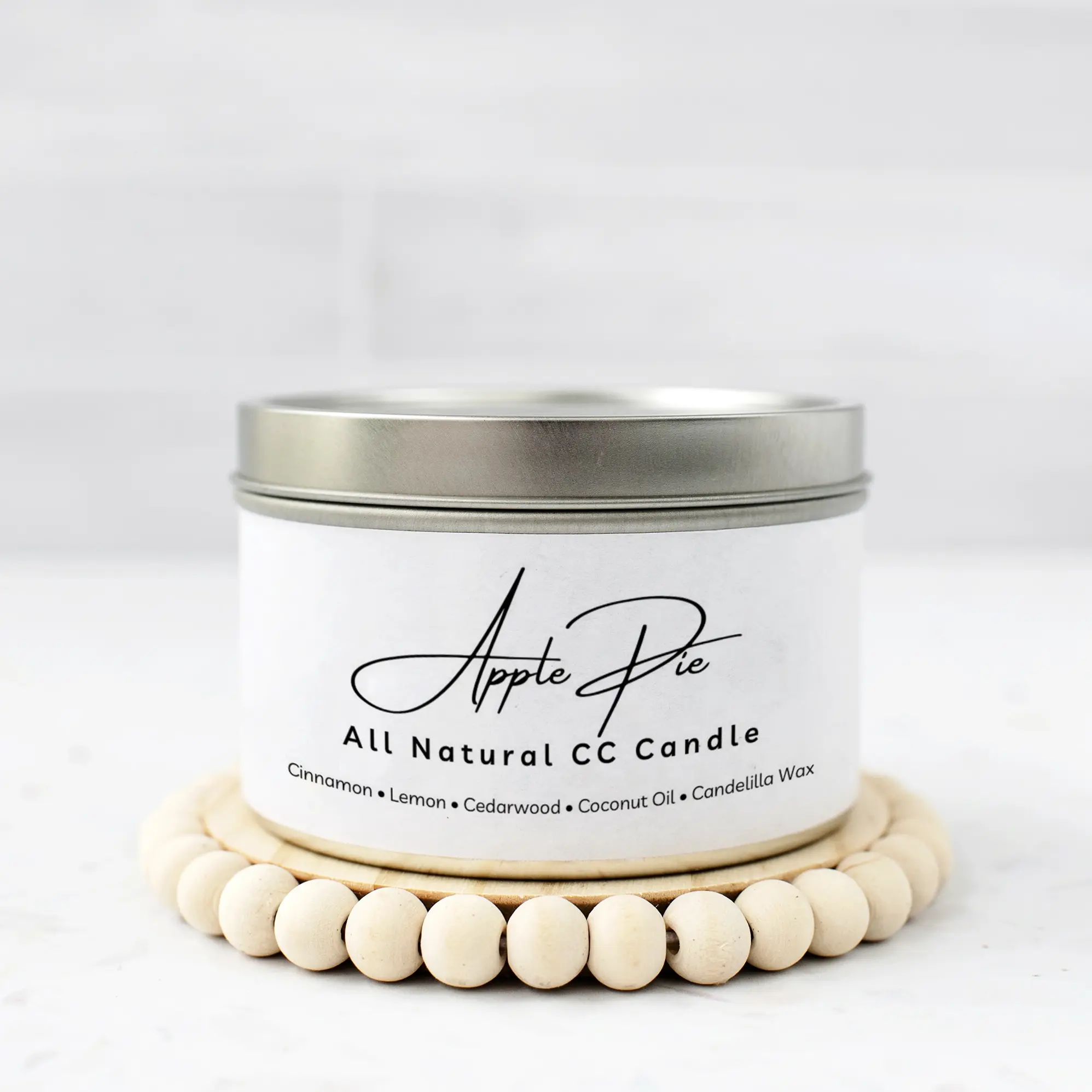 [Fall Edition] Apple Pie CC Candle - All Natural Vegan Wax - Essential Oil Aromatherapy - 8oz recyclable tin
