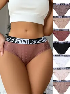 Women's Letter Heart Comfortable Simple Triangle Panties, 7 Piece Set, Soft and Breathable, Perfect for Daily Wear, Fashion Comfy Daily Casual Underwear