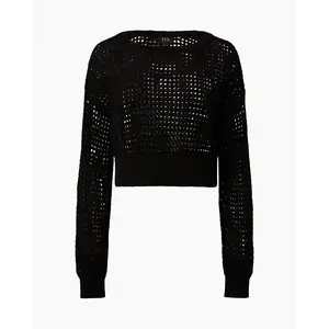 Knit Mesh Cropped Pullover