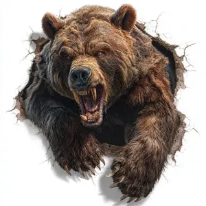 3D Roaring Lion Peeking from Wall Car Decal, Fierce Jungle King Sticker Realistic Wild Animal, Vinyl Graphic for Truck SUV Laptop, Wall Decor Waterproof Vinyl Art 1PC