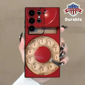 Vintage Telephone Simple Trend Print Trendy & Simple MugCase: Smudge-Proof & Shock Absorbent |   Black Classic Series for Samsung Galaxy S20 S21 S23 A34 A05s A15 Ultra Plus FE 5G 4G | Premium Frosted Protection Cellphone Smartphone Screen Protector Casing