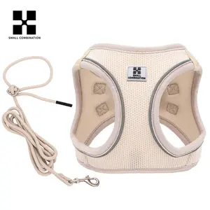 Dog Harness and Leash Set No Pull Soft Mesh Pet Harness, Reflective Adjustable Puppy Vest for Small Medium Dogs, Cats-Secure with Hook & Loop Fastener, Buckle, Double D-Rings