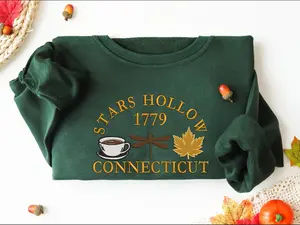 EMBROIDERED STARS HOLLOW Sweatshirt Fall Sweatshirt Stars Hollow Crewneck Gifts for her Gifts for Friends Gifts for Best Friend Cozy Sweater, Dragonfly In Stars Hollow Embroidered Sweatshirt, Cozy Fall Sweatshirt, Stars Hollow Hoodie Womenswear