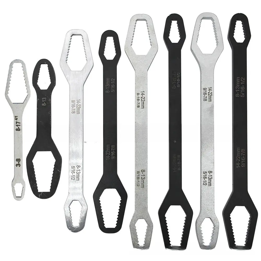Multi-Function Double End Wrench Set, 8-22mm Metric Double Box End Wrench, Universal Spanner for Multiple Size Nuts & Bolts Ratcheting and SAE