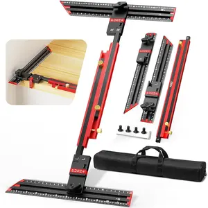 Stair Tread Template Tool, 2026 Integrated Design Stair Tread Jig - No Assembly Required, Adjustable Bar Length from 23" to 64.2", Solid  Alloy Stair Measuring Tool with Edge Stops (Black)